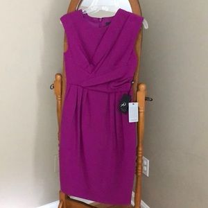 Adrianna Papell - Pleated side swag sheath dress